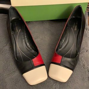 Kate Spade square heel size 9. Red, black, cream